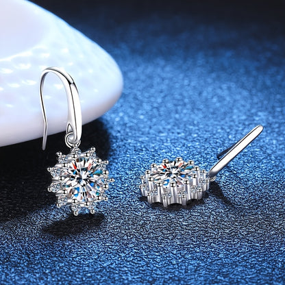 Moissanite Sunflower Drop Earrings 925 Sterling Silver Women's Summer Jewelry Mother's Day Proposal Engagement Wedding Anniversary Birthday Gift