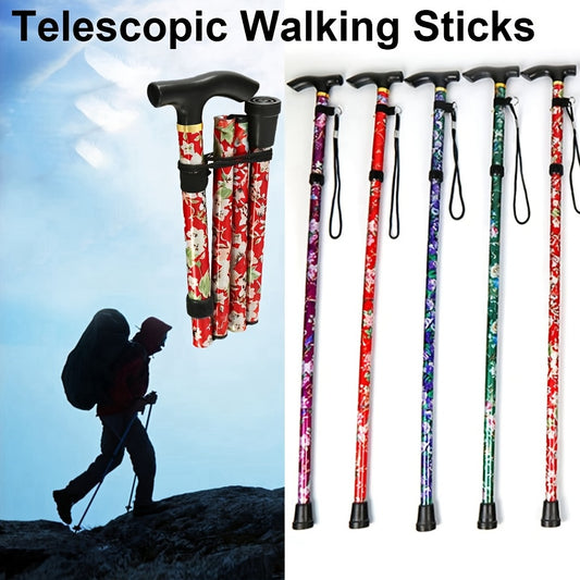 Foldable Adjustable Telescopic Walking Sticks With Non-slip Foot Pad