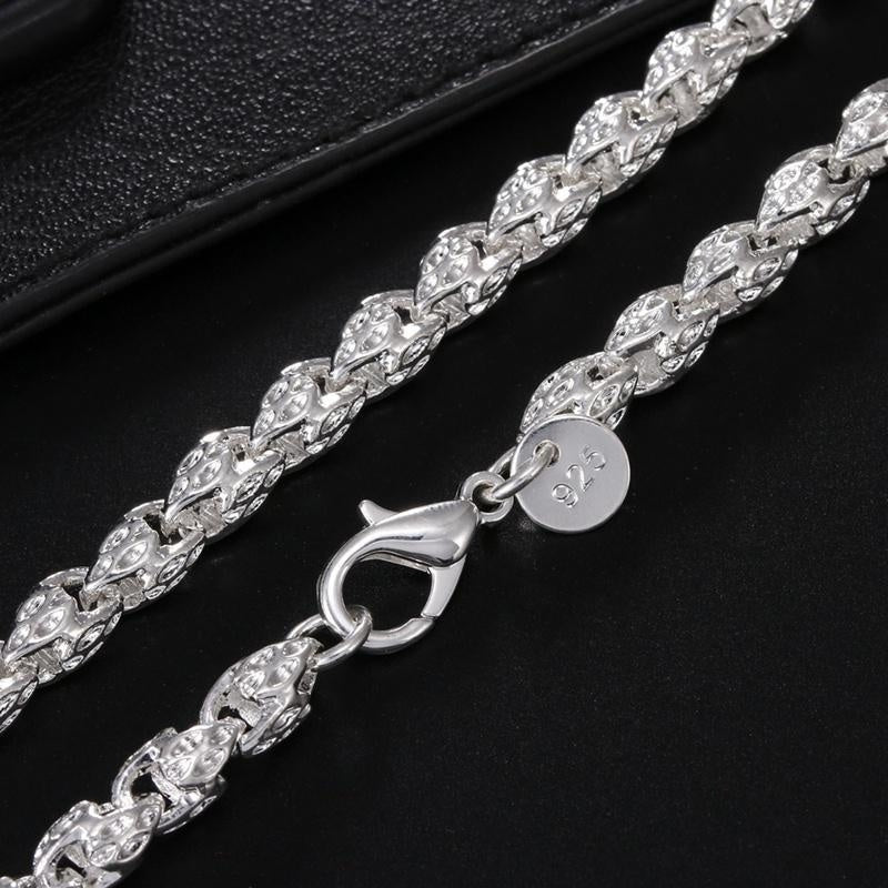 S925 Sterling Silver Round Bamboo Chain Necklace For Man Women