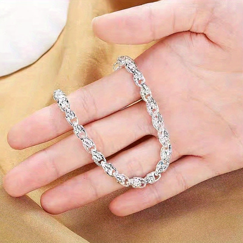 S925 Sterling Silver Round Bamboo Chain Necklace For Man Women