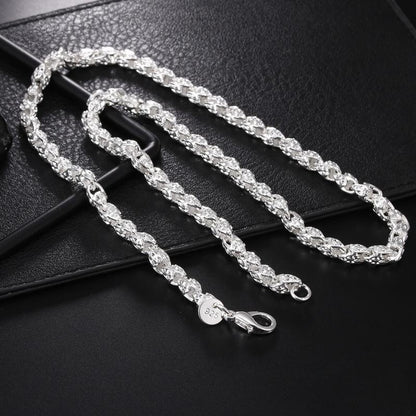 S925 Sterling Silver Round Bamboo Chain Necklace For Man Women