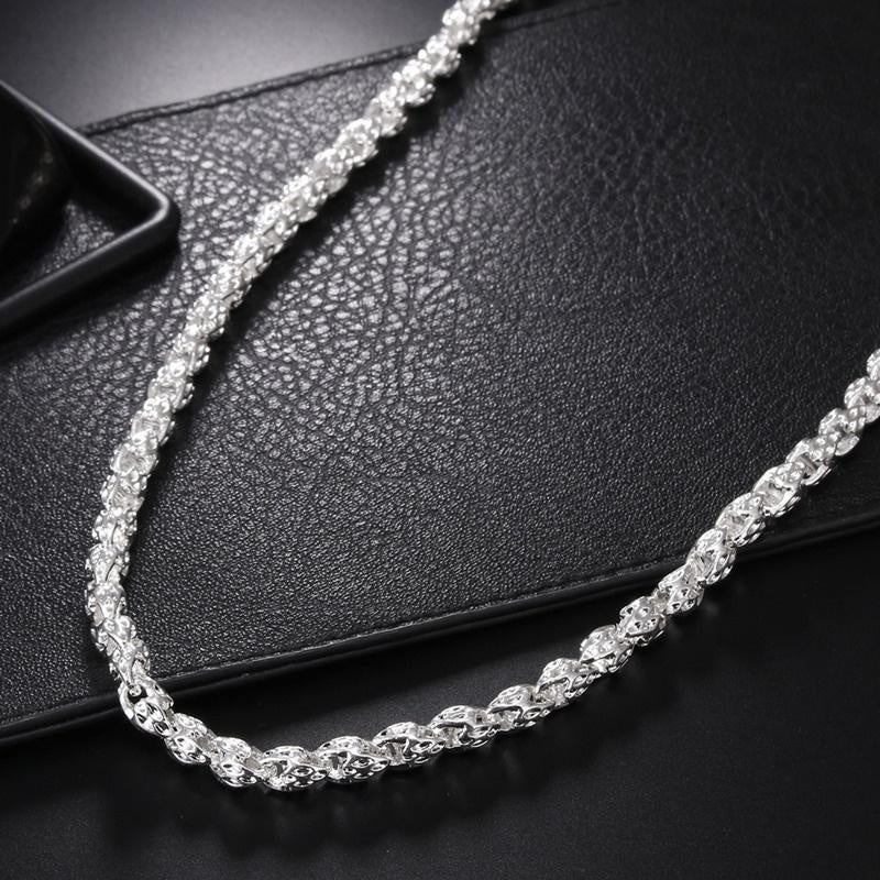 S925 Sterling Silver Round Bamboo Chain Necklace For Man Women