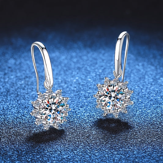 Moissanite Sunflower Drop Earrings 925 Sterling Silver Women's Summer Jewelry Mother's Day Proposal Engagement Wedding Anniversary Birthday Gift