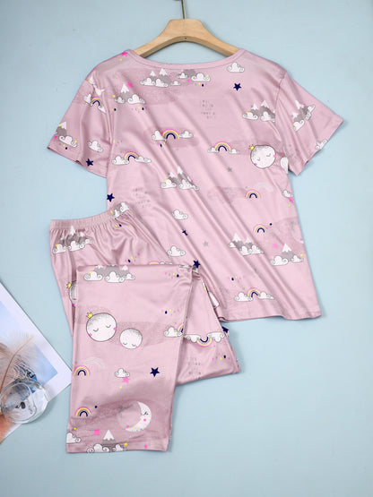 Charming Rainbow Moon Womens Pajamas