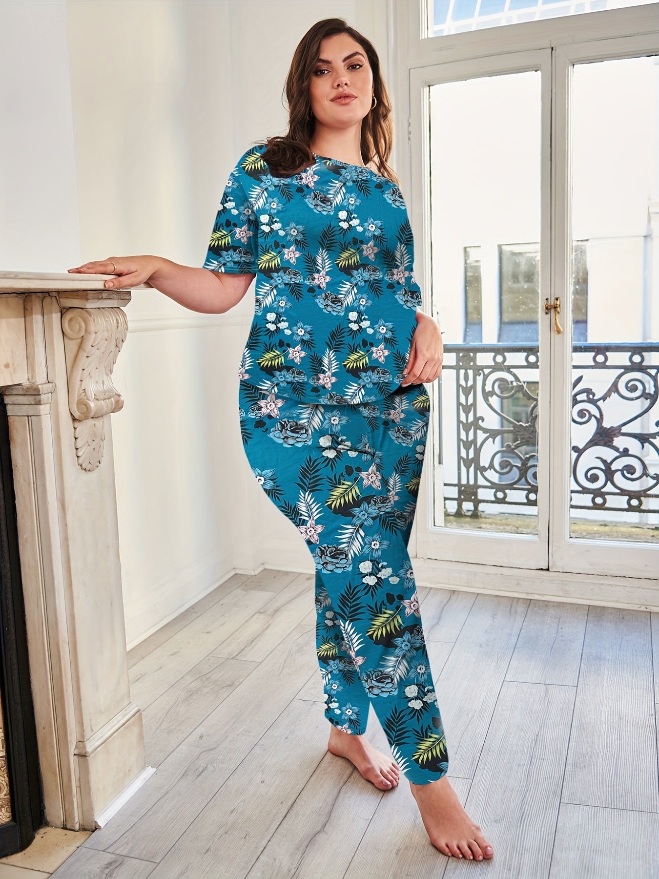 PlusSize Tropical Lounge Set