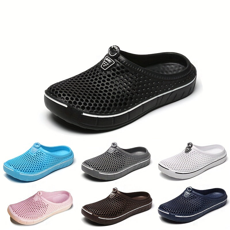 Women's Solid Holes Slippers, Closed Round Toe Casual Slippers, Non Slip Quick Drying Unisex Outdoor Sports Sandals