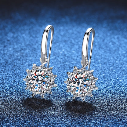 Moissanite Sunflower Drop Earrings 925 Sterling Silver Women's Summer Jewelry Mother's Day Proposal Engagement Wedding Anniversary Birthday Gift