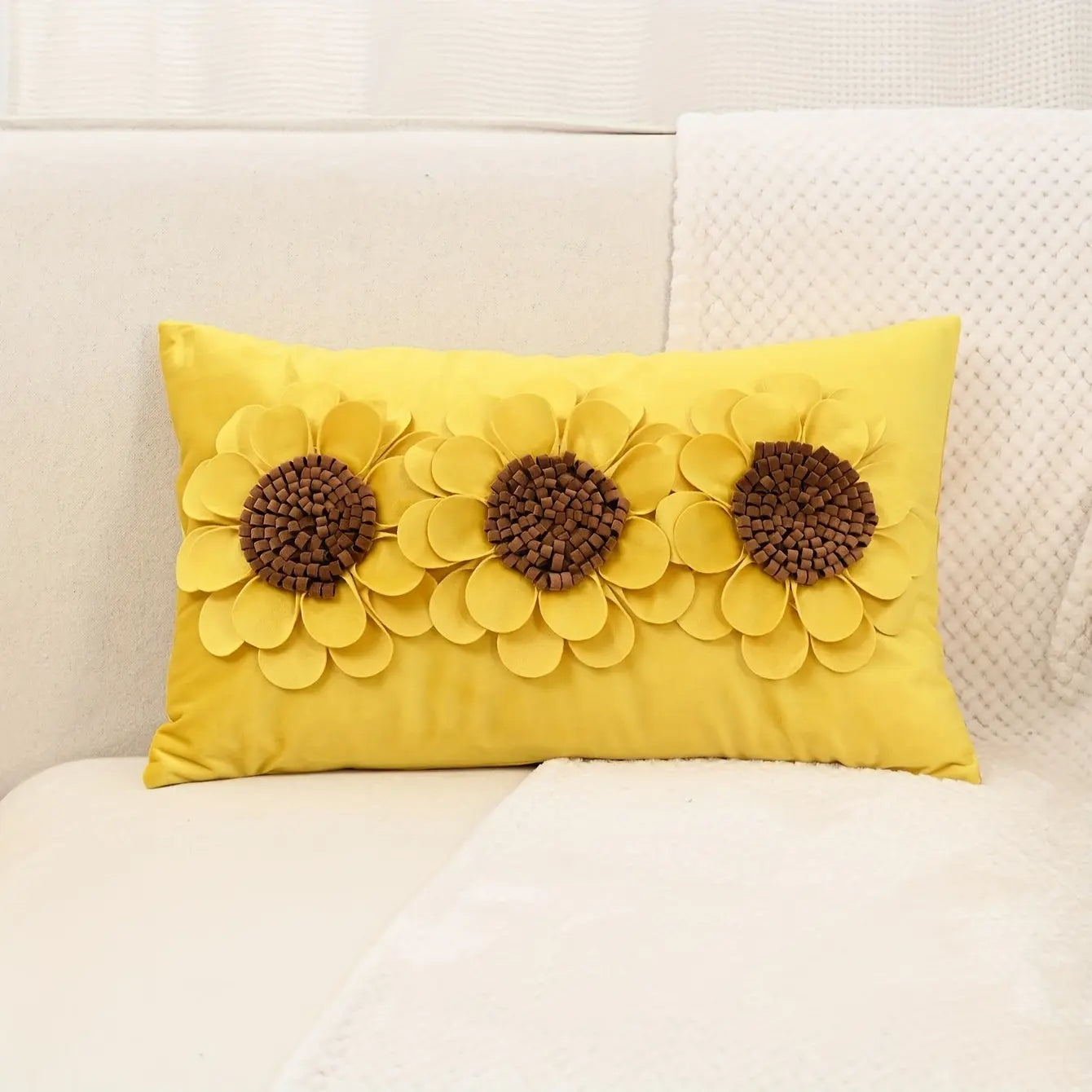 Handcrafted 3D Floral Dutch Velvet Pillow Cover, Zippered Glam Accent for Living Room Decor - Hand Wash dealsjust