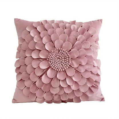 Handcrafted 3D Floral Dutch Velvet Pillow Cover, Zippered Glam Accent for Living Room Decor - Hand Wash dealsjust