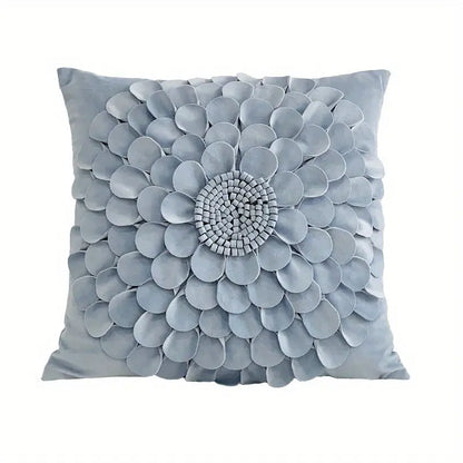 Handcrafted 3D Floral Dutch Velvet Pillow Cover, Zippered Glam Accent for Living Room Decor - Hand Wash dealsjust