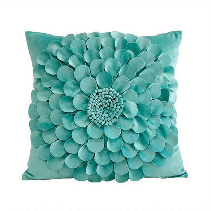 Handcrafted 3D Floral Dutch Velvet Pillow Cover, Zippered Glam Accent for Living Room Decor - Hand Wash dealsjust