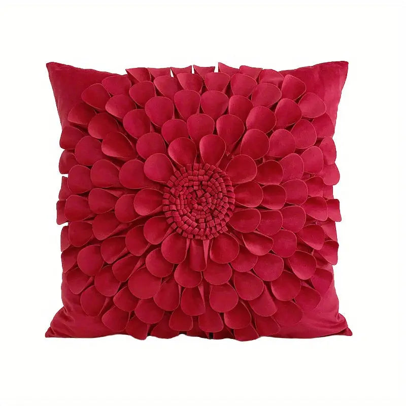 Handcrafted 3D Floral Dutch Velvet Pillow Cover, Zippered Glam Accent for Living Room Decor - Hand Wash dealsjust