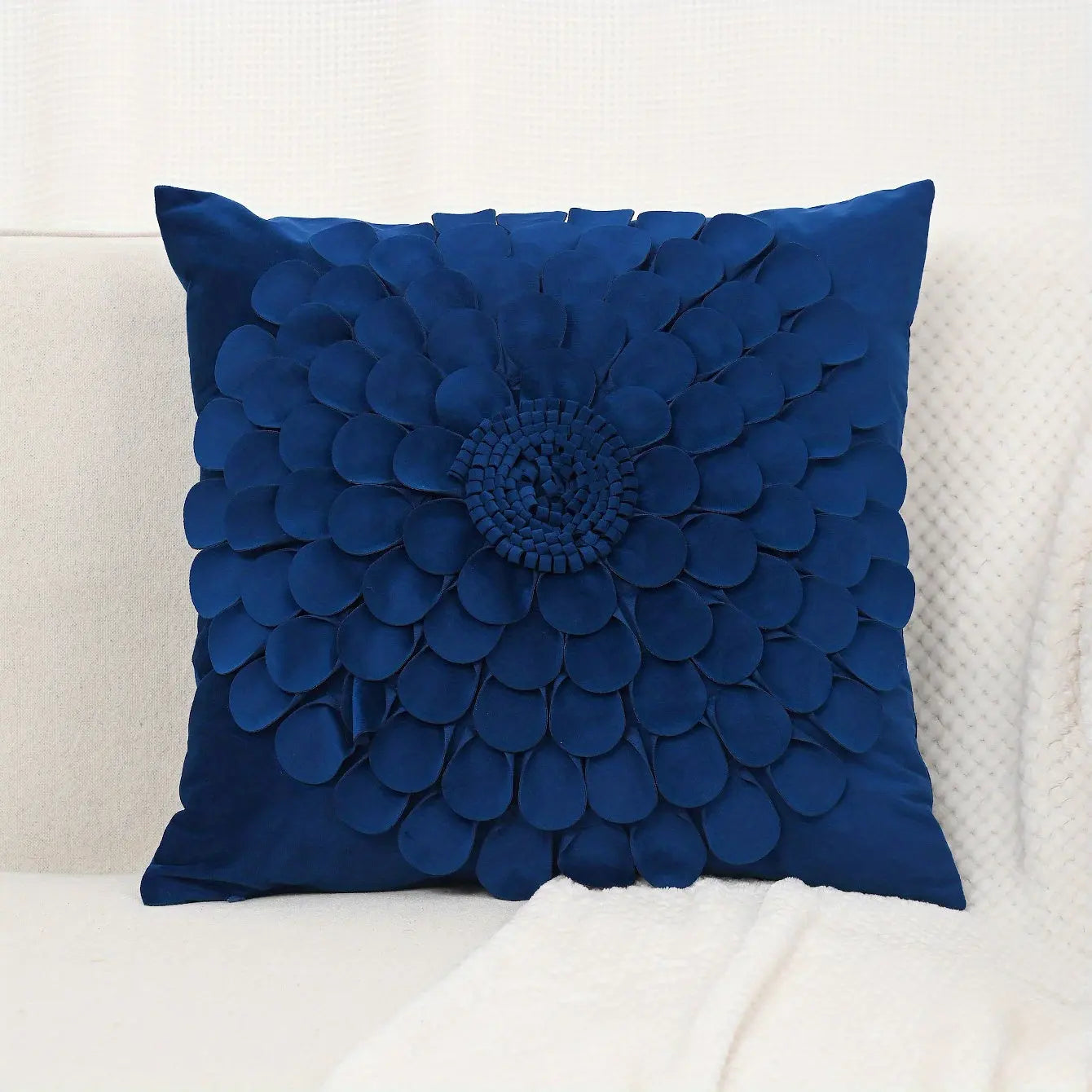 Handcrafted 3D Floral Dutch Velvet Pillow Cover, Zippered Glam Accent for Living Room Decor - Hand Wash dealsjust