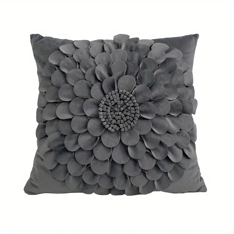 Handcrafted 3D Floral Dutch Velvet Pillow Cover, Zippered Glam Accent for Living Room Decor - Hand Wash dealsjust