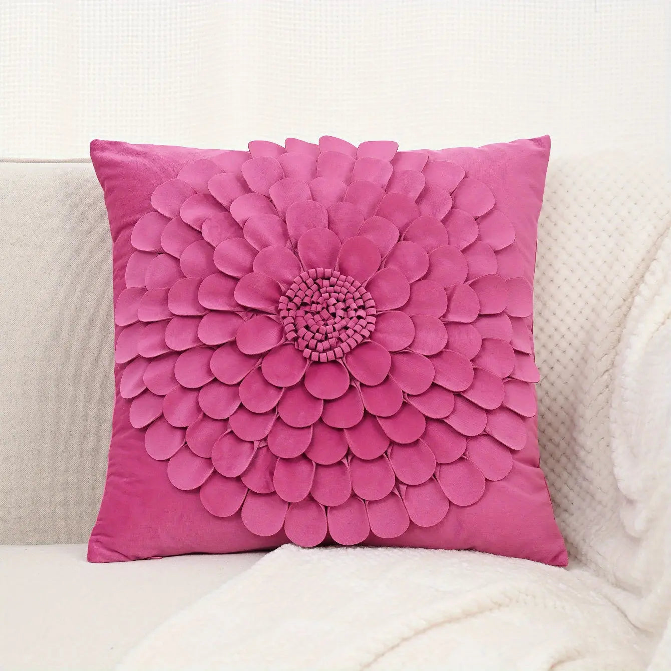 Handcrafted 3D Floral Dutch Velvet Pillow Cover, Zippered Glam Accent for Living Room Decor - Hand Wash dealsjust