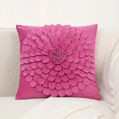 Handcrafted 3D Floral Dutch Velvet Pillow Cover, Zippered Glam Accent for Living Room Decor - Hand Wash dealsjust