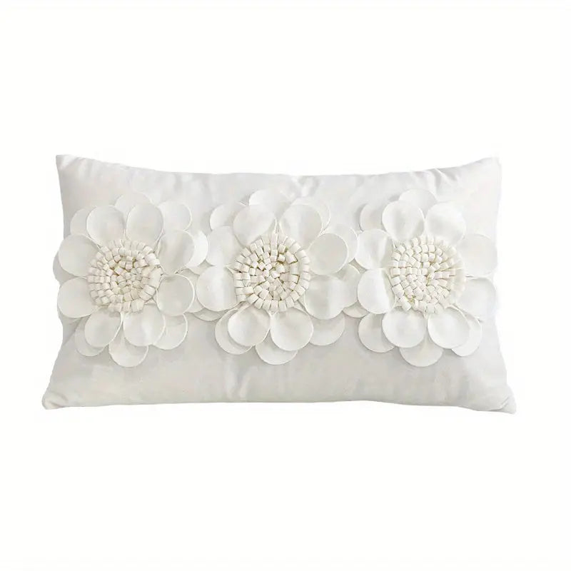 Handcrafted 3D Floral Dutch Velvet Pillow Cover, Zippered Glam Accent for Living Room Decor - Hand Wash dealsjust