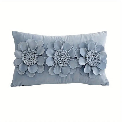 Handcrafted 3D Floral Dutch Velvet Pillow Cover, Zippered Glam Accent for Living Room Decor - Hand Wash dealsjust