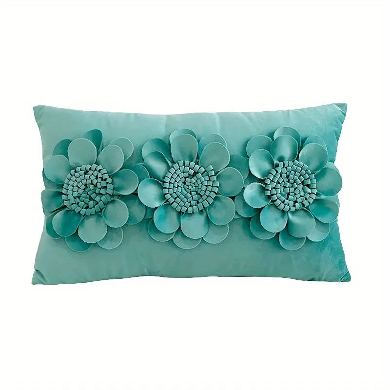 Handcrafted 3D Floral Dutch Velvet Pillow Cover, Zippered Glam Accent for Living Room Decor - Hand Wash dealsjust