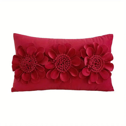 Handcrafted 3D Floral Dutch Velvet Pillow Cover, Zippered Glam Accent for Living Room Decor - Hand Wash dealsjust