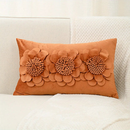 Handcrafted 3D Floral Dutch Velvet Pillow Cover, Zippered Glam Accent for Living Room Decor - Hand Wash dealsjust