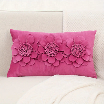 Handcrafted 3D Floral Dutch Velvet Pillow Cover, Zippered Glam Accent for Living Room Decor - Hand Wash dealsjust