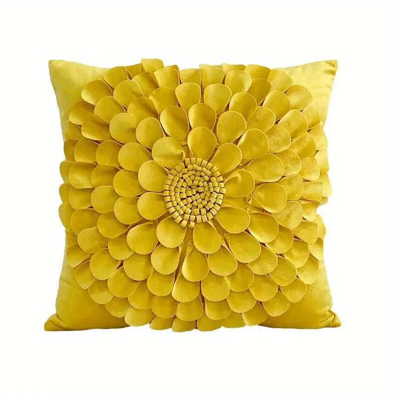 Handcrafted 3D Floral Dutch Velvet Pillow Cover, Zippered Glam Accent for Living Room Decor - Hand Wash dealsjust