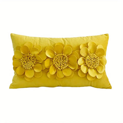 Handcrafted 3D Floral Dutch Velvet Pillow Cover, Zippered Glam Accent for Living Room Decor - Hand Wash dealsjust