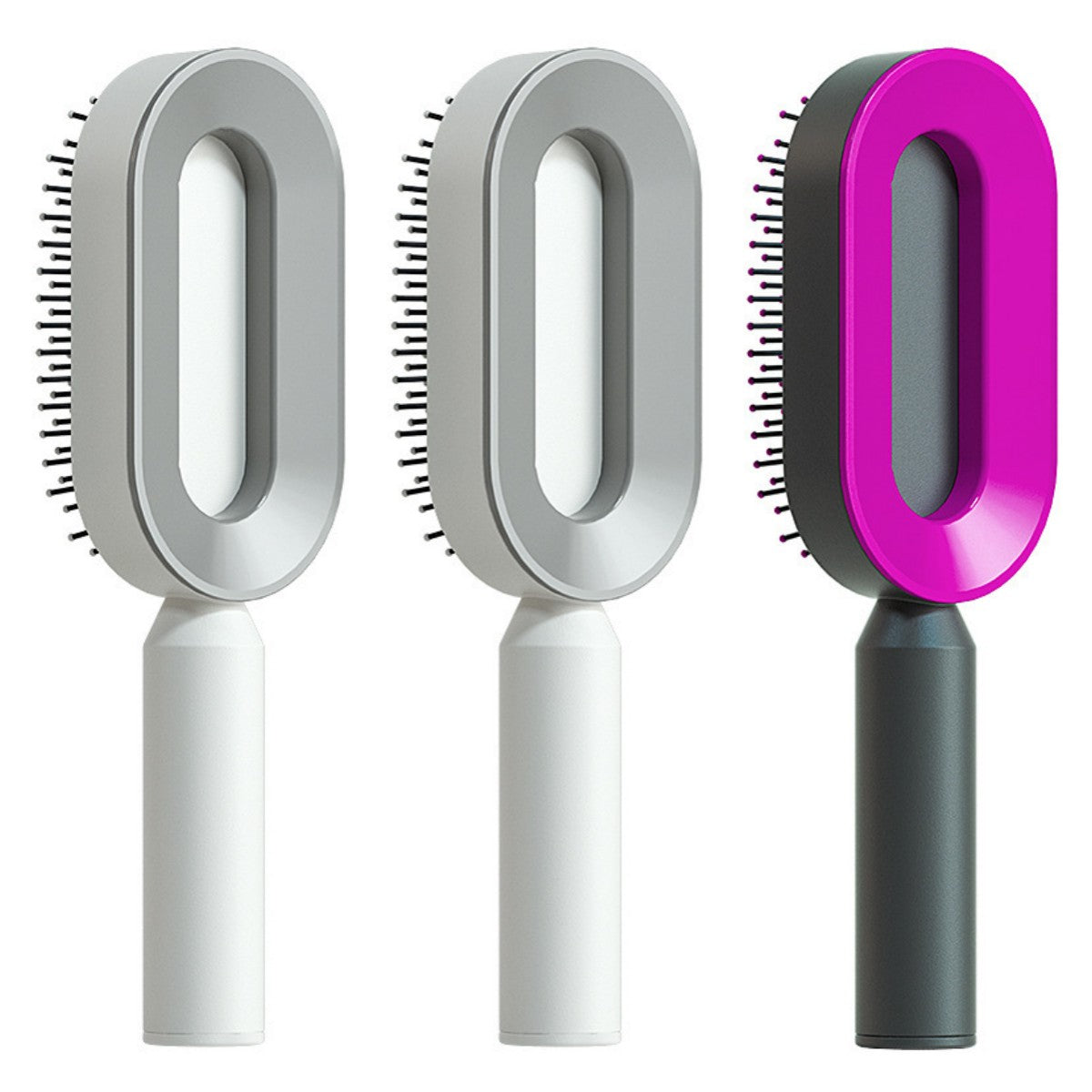 Self Cleaning Hair Brush For Women One-key Cleaning Hair Loss Airbag Massage Scalp Comb Anti-Static Hairbrush Set W