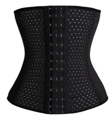 Women Hollow Tibial Belt Body-sculpting Hollow-out Round-hole Breathable Rubber Corset Post-natal Tummy Tucking Exercise Belt Black