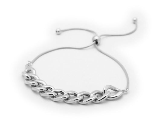 Sterling Silver Rounded Cuban Link Chain Bracelet,