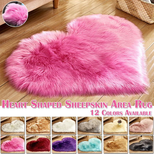 Heart Shape Fluffy Rugs Washable Faux Fur Rug For Kids Bedroom Home Decoration Sofas Cushions Mat Soft Carpet Sheepskin Rug D30