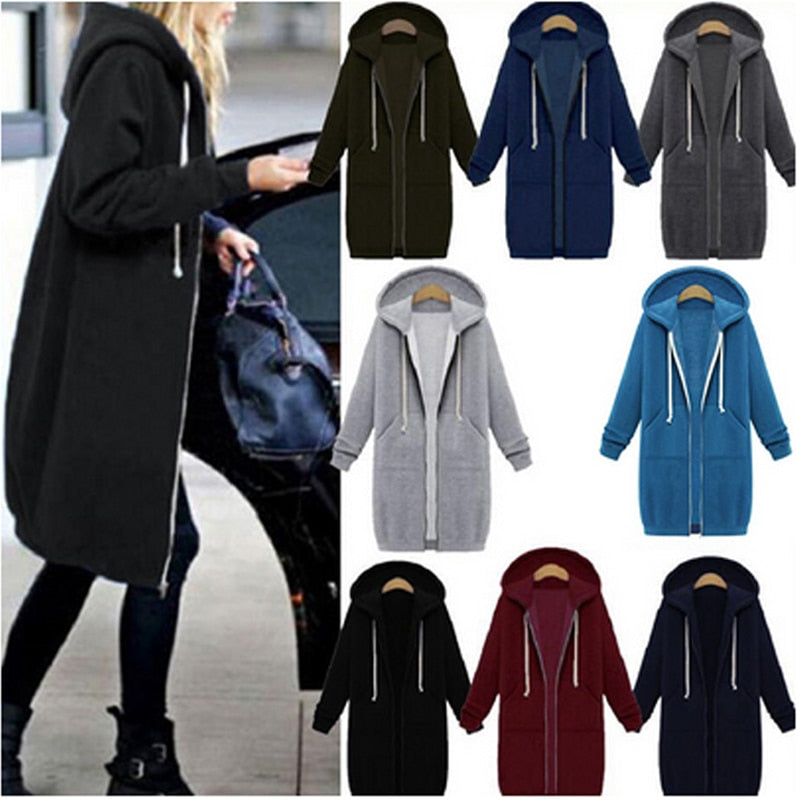 Winter Women Long Hoodies Coat