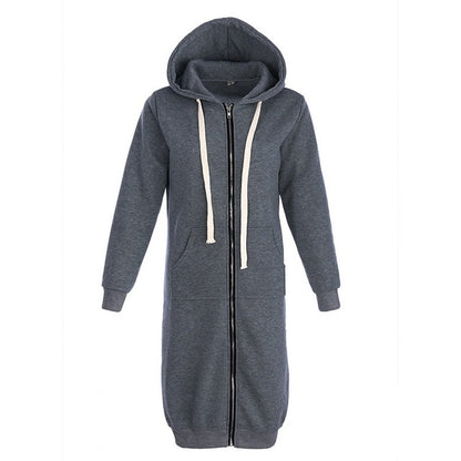 Winter Women Long Hoodies Coat dark grey