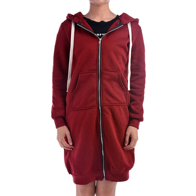 Winter Women Long Hoodies Coat